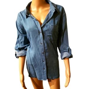 West bound indigo roll sleeve NWT top size XL